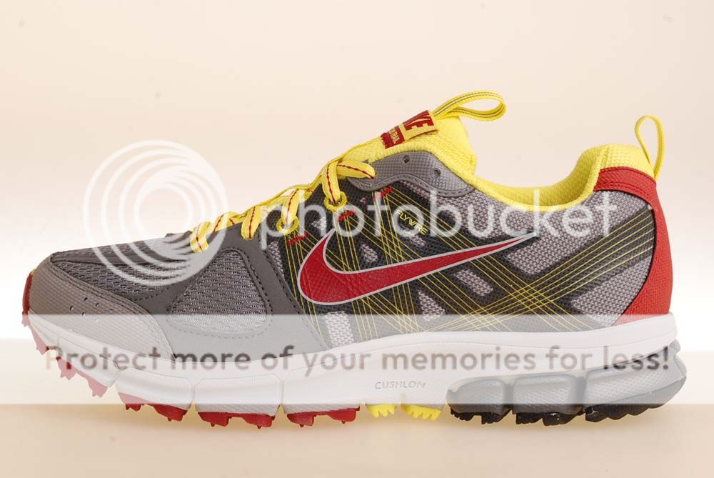 nike wmns air pegasus 28 trail w grey red yellow flywire running